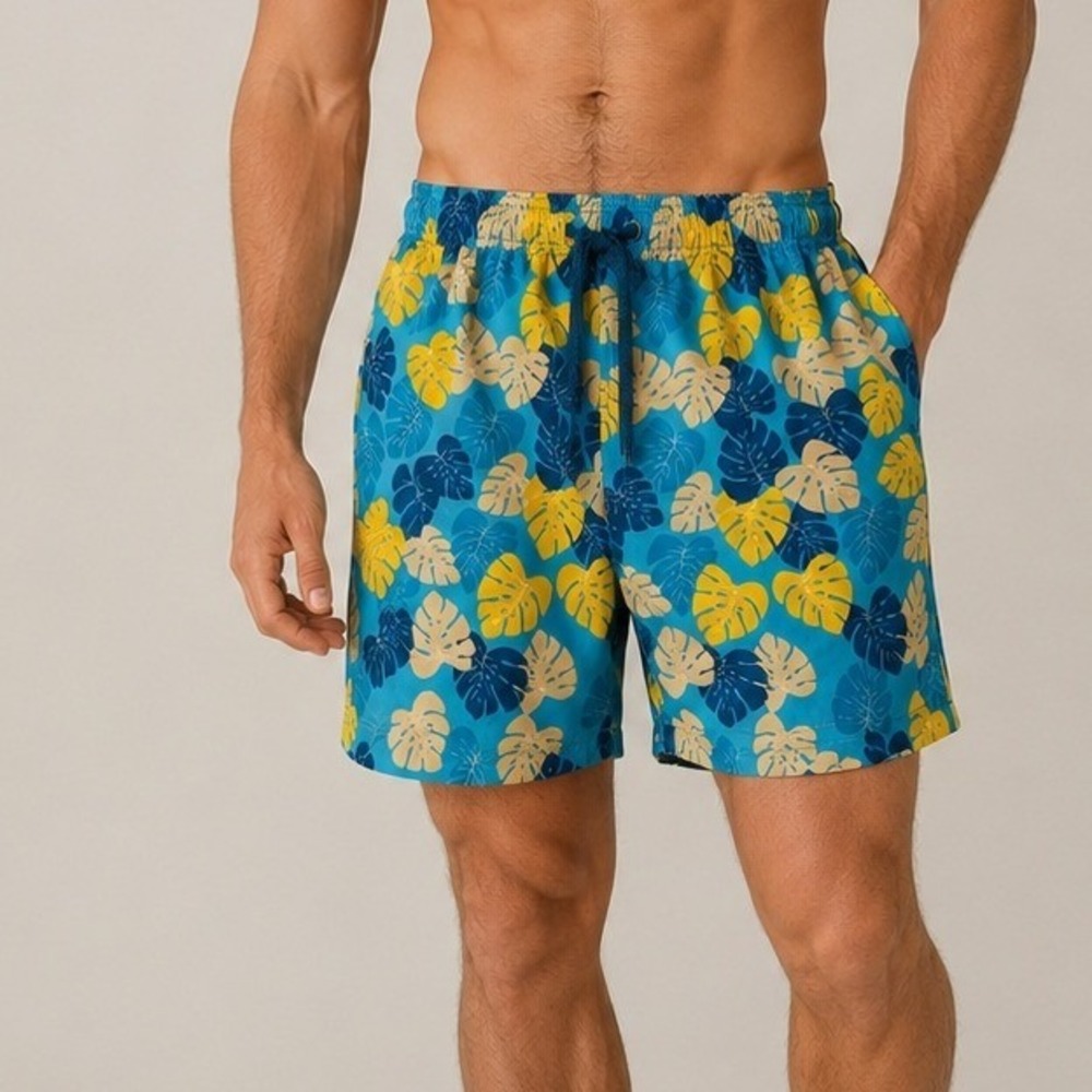 Capelle Miami Monstera Leaf Swim Trunks Beach Surfing Coastal Vacation Summer